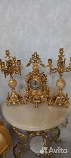 Часы с канделябрами бронза