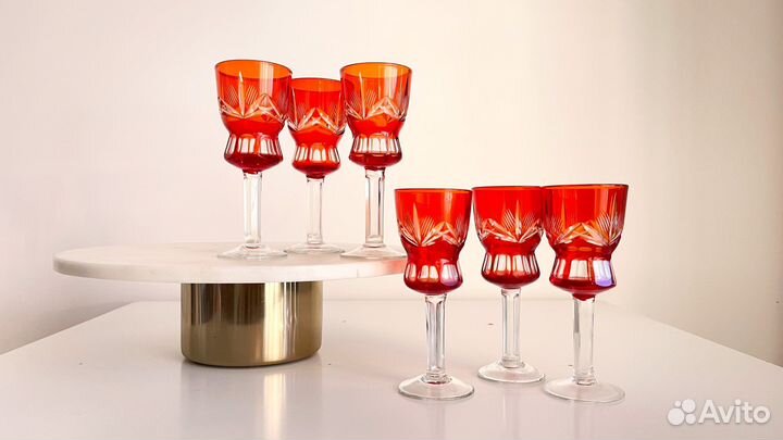 Рюмка рубиновое красное стекло антиквариат СССР