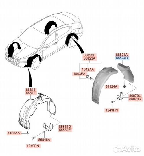 Подкрылок Локер задний правый Hyundai