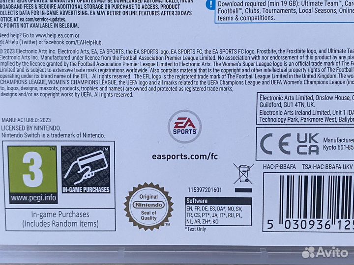 EA FC 24 (Fifa 24, Б/У Картридж) Nintendo Switch