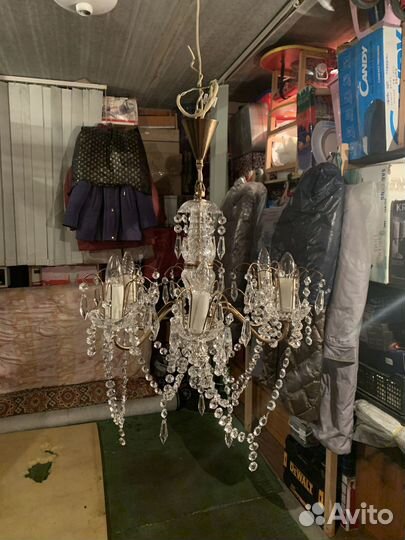 Светильник подвесной 6-рожковый из горного хрустал