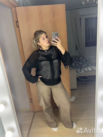 Сетчатая вязаная кофта
