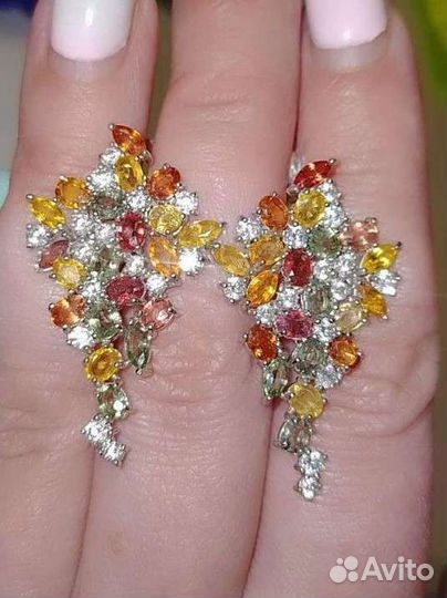 Серебряные серьги с сапфирами