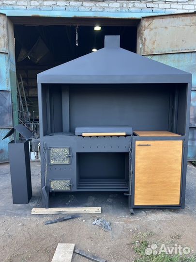 Мангал с печью под казан и тандыром