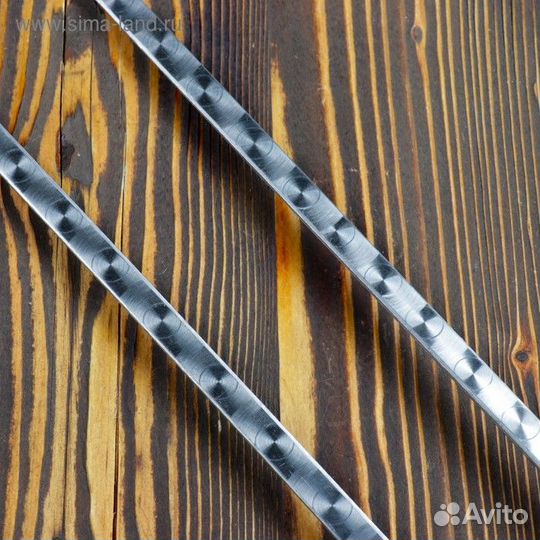 Двойной вилка-шампур с деревянной ручкой, с узором