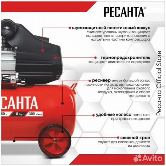 Компрессор Ресанта кп-50/300М