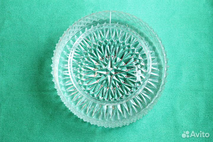 Ваза стеклянная прозрачная круглая винтажная 25 см