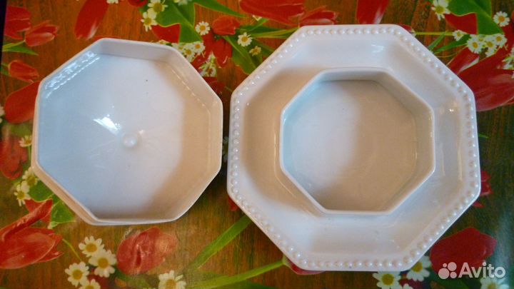 Масленка восьмиугольная фарфоровая