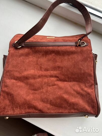 Трендовая замшевая коричневая сумка