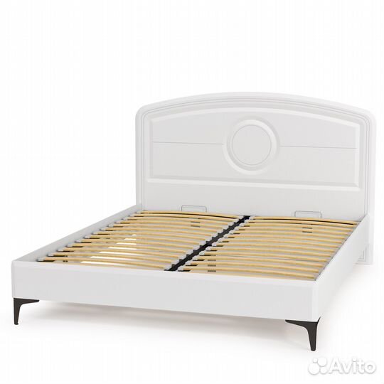 Двуспальная кровать Валенсия 1600 с ортопедическим основанием, цвет белый шагрень