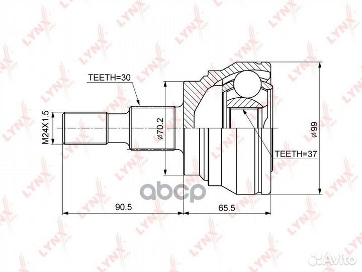 Шрус внешний перед прав/лев CO3852 lynxauto