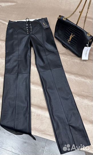 Штаны кожаные saint laurent