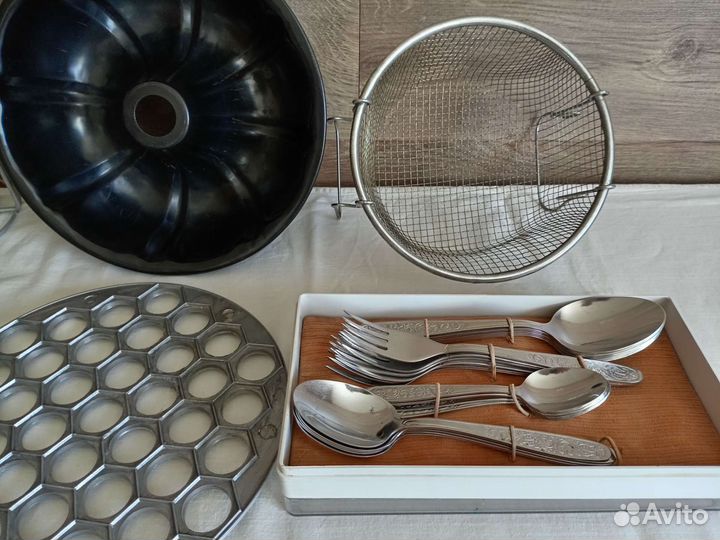 Кухонная утварь СССР пароварка, половник, сито