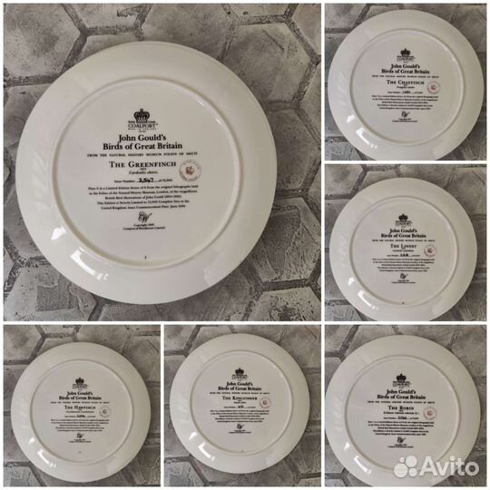 Тарелки, музейные птицы Джона Гулда Coalport