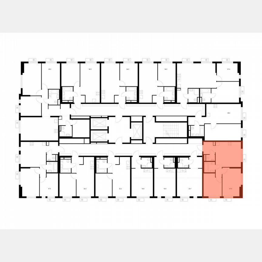 2-к. квартира, 47,6 м², 13/24 эт.