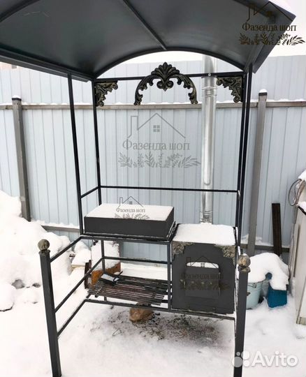 Мангал с печью под казан