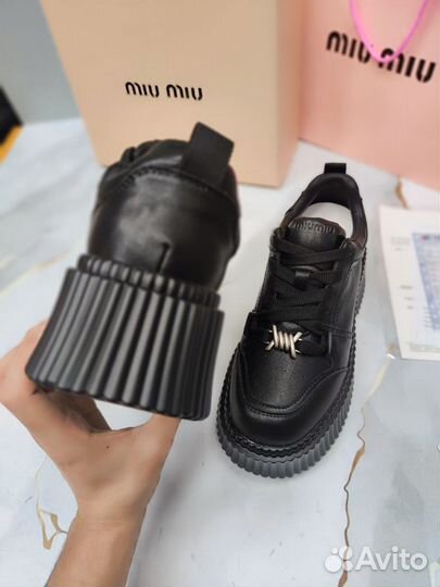 Кеды miu miu на платформе кожа (36-40)