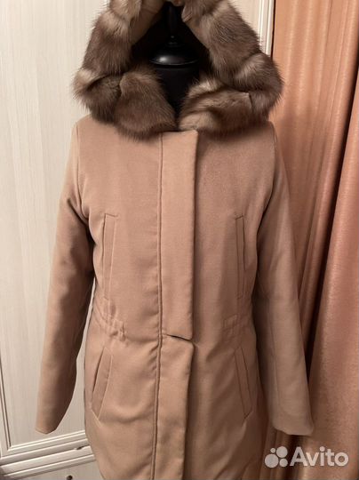 Парка с мехом куницы кашемир loro piana