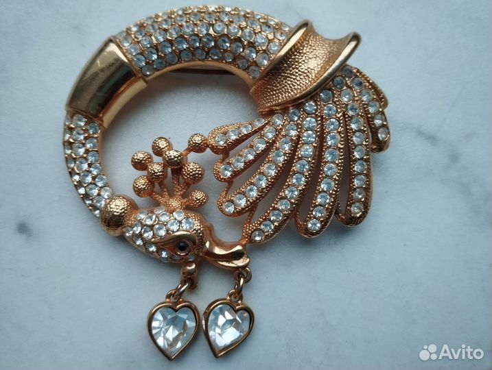 Брошь лебедь немецкая винтажная бижутерия