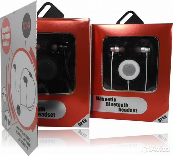 Bluetooth наушники XT-08 (Bluetooth 4.1, с магнитн