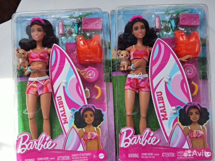 Кукла барби экстра сёрфинг с собачкой шарнирная