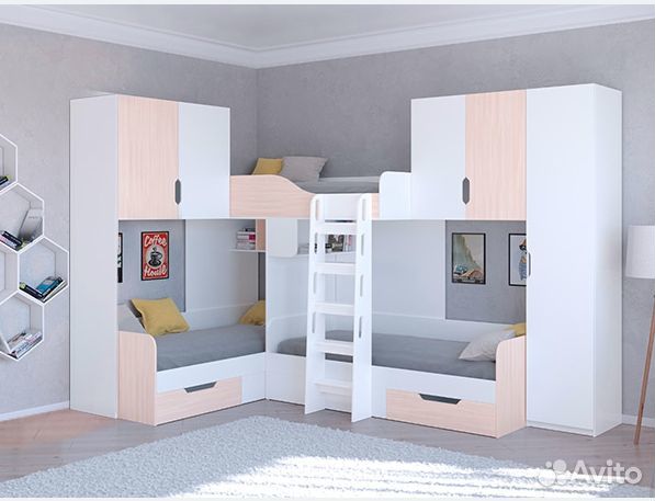 Кровать со шкафом/П и антресолями Сонома/Голубой