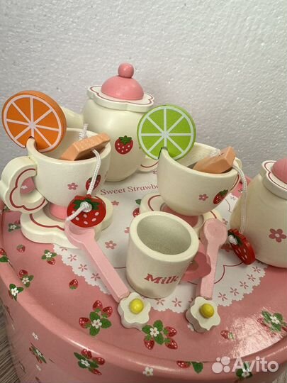 Детский набор для чаепития, деревянная посуда