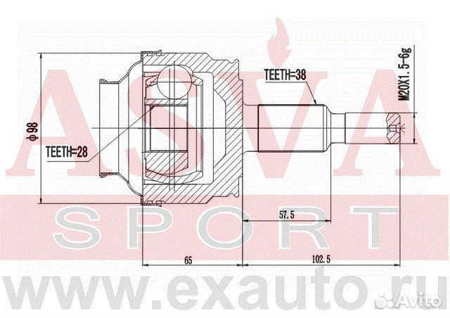 Шрус наружный задний 28x63, 4x38