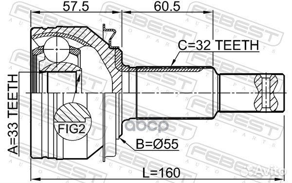 Шрус наружный 33x55x32 nissan teana 14- 0210-L3