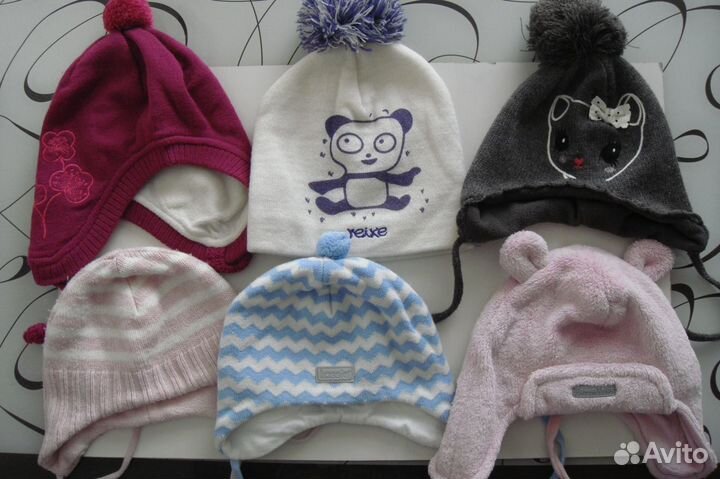 Шапочки, шарфики, варежки для девочек до 3 лет