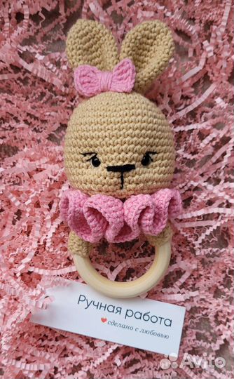 Вязаная погремушка грызунок. Ручная работа
