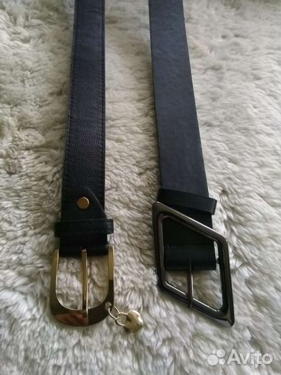 Ремень женский черный экокожа