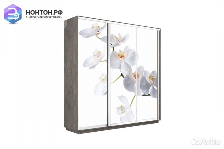 Шкаф-купе 3-х дверный Нонтон фото белая орхидея