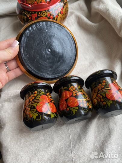 Набор для специй, деревянный набор хохлома