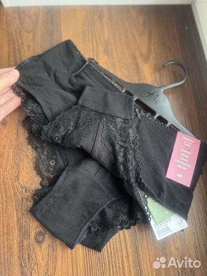 Трусы хипстеры 3шт хлопок кружево hm M