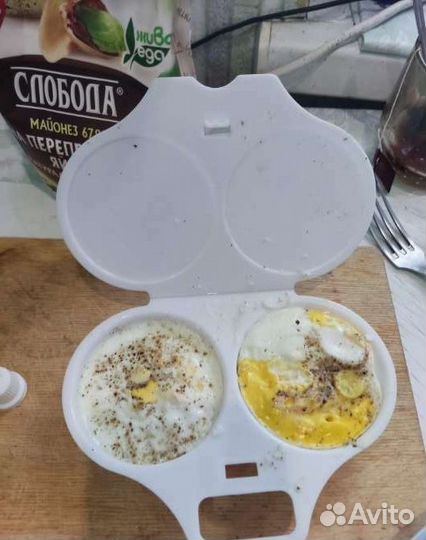 Для яичницы в свч контейнер глазунья 2 яйца белый