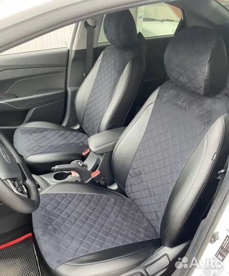 Чехлы Kia Rio 3 (2011-2017) Алькантара ромб