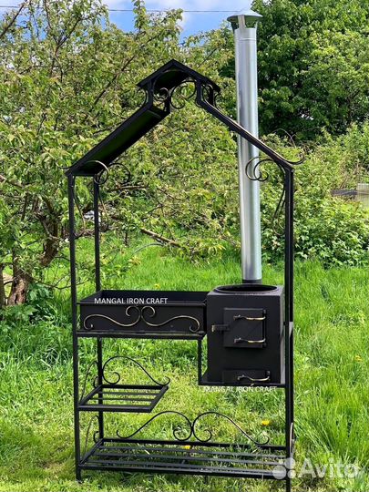 Мангал с печкой под казан