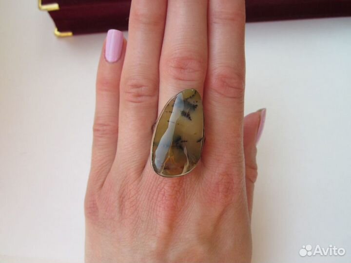 Кольцо Моховой Агат Винтаж
