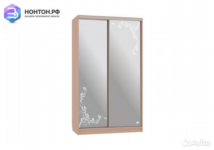 Шкаф-купе Рио 4-600 цветы 2 дуб млечный