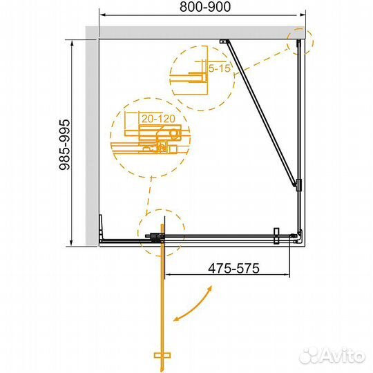 Душевой уголок Cezares Slider 90x100 slider-AH-1