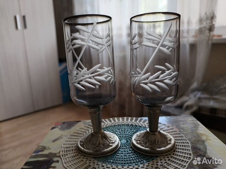 Хрустальные бокалы, рюмки, менажница СССР