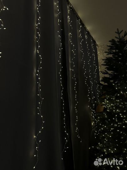 Гирлянда штора хвойная лапа