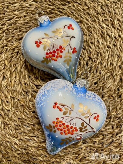 Елочная игрушка Ариель Сердечко морозная рябина