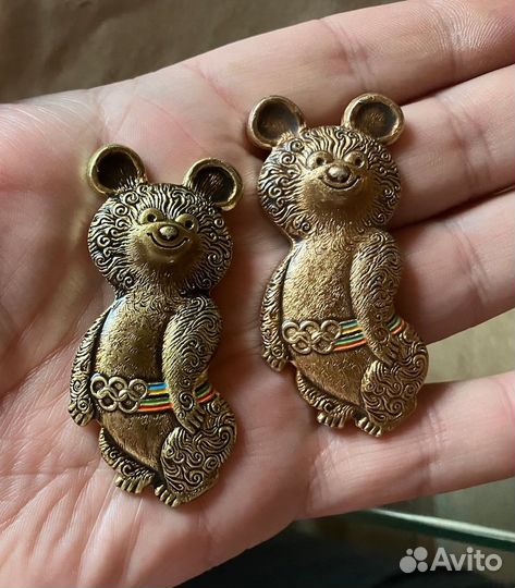 Мишка олимпийский значок, большой, редкий