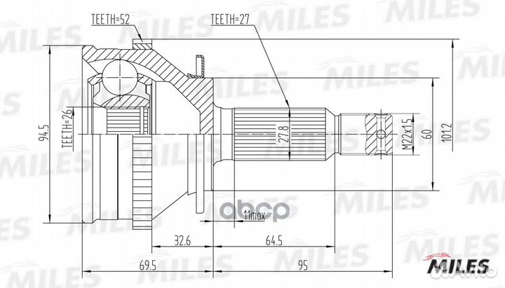 ШРУС наружный hyundai santa FE 2.0-2.7 01-06 (с