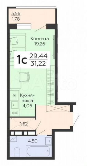 Квартира-студия, 31,2 м², 11/18 эт.