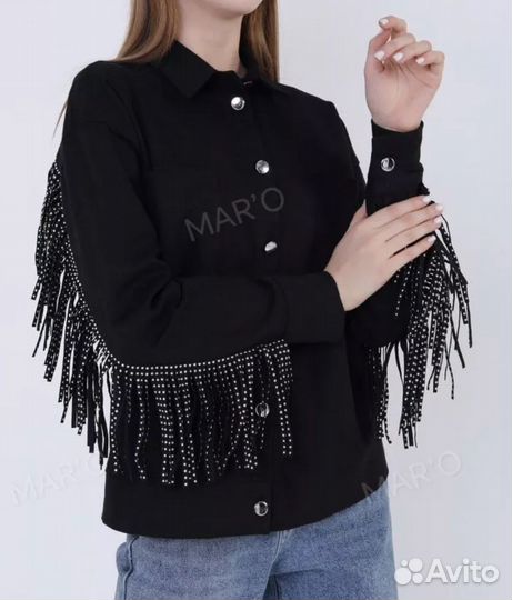 Джинсовая рубашка черная для подростка XXS