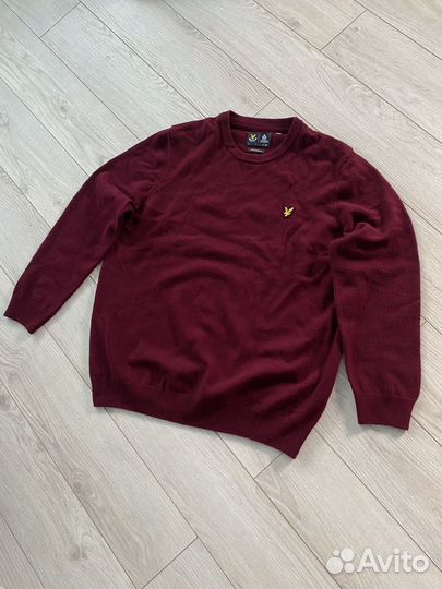 Бордовый шерстяной джемпер пуловер Lyle & Scott