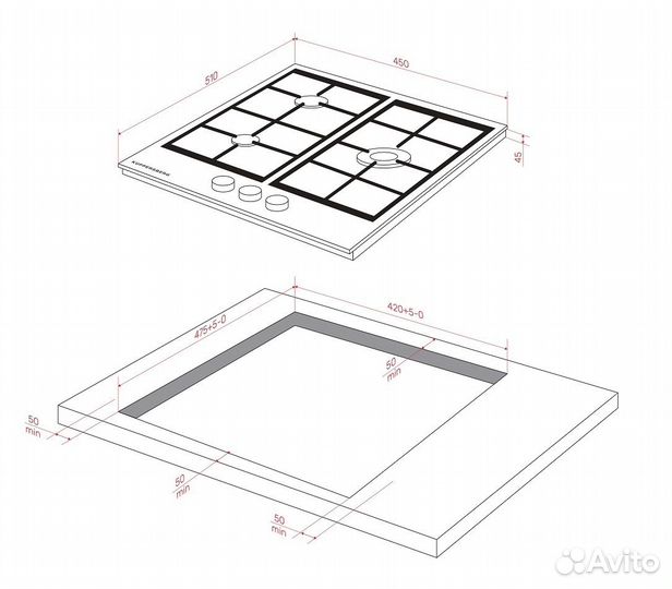 Газовая варочная панель Kuppersberg FG 46 W